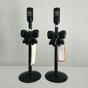NWT Viral Cupcakes & Cashmere Black Bow Candle Holders- Set Of 2
